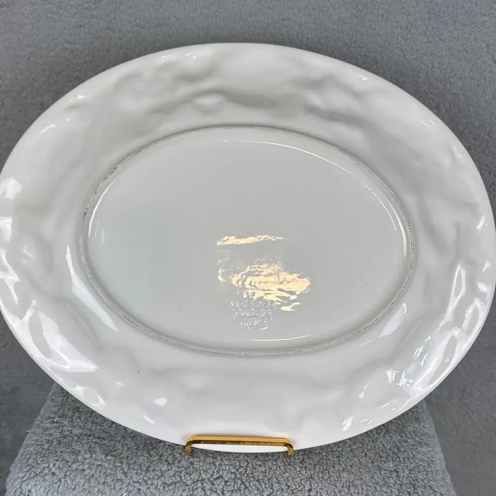 Italian Artichoke Relief Serving Platter Made in Italy Oval Harvest Majolica 80s